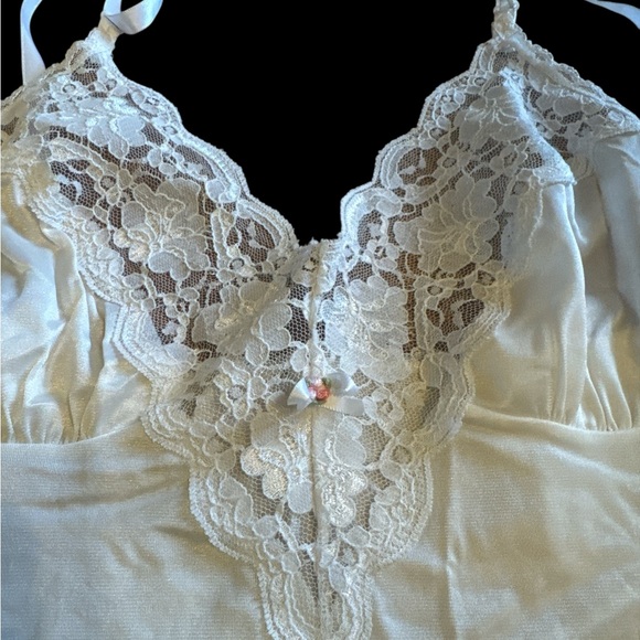 Vintage Ivory Chemise Nylon Lace Nightgown Top Size S/M - Picture 3 of 5